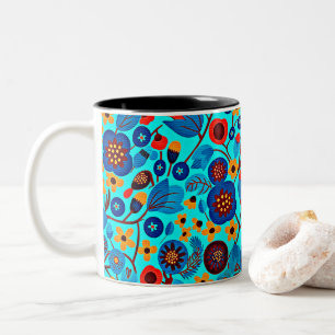 Caneca De Café Em Dois Tons Impressão Heritage Floral Mexicano