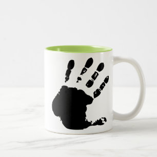 Caneca De Café Em Dois Tons Impressão legal da mão; Handprint