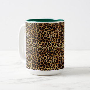 Caneca De Café Em Dois Tons Impressão Leopardo Dourada