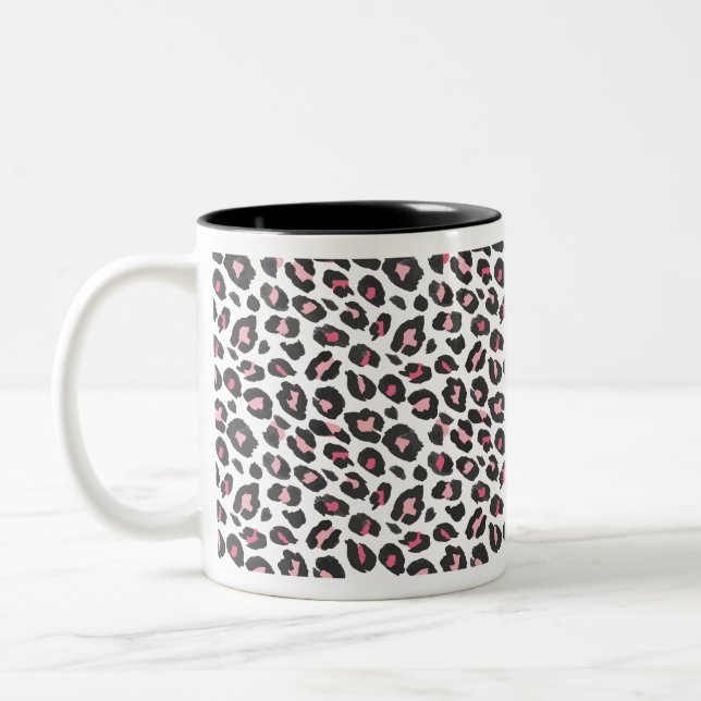Caneca De Café Em Dois Tons Impressão leopardo, impressão de guepardas, rosa,  (Esquerda)