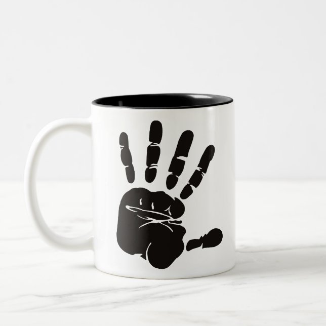 Caneca De Café Em Dois Tons Impressão Mão Preta (Esquerda)