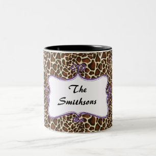 Caneca De Café Em Dois Tons Impressão na moda chique fino do leopardo, roxo