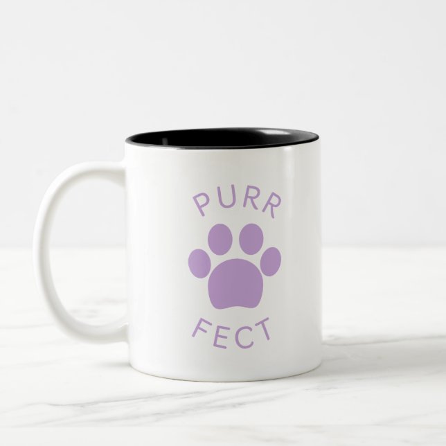 Caneca De Café Em Dois Tons Impressão Roxo Puro Roxo de Gato Perfeito (Esquerda)