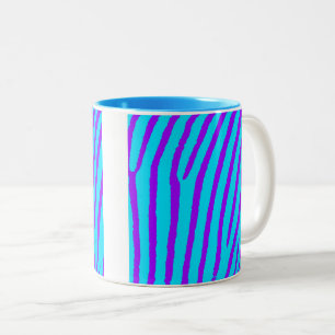 Caneca De Café Em Dois Tons Impressão Zebra (Azul e Roxo)