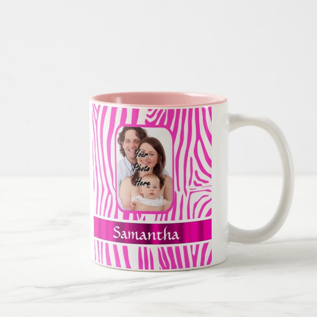 Caneca De Café Em Dois Tons Impressão zebra rosa (Direita)
