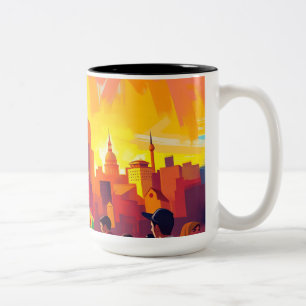 Caneca De Café Em Dois Tons Impressionista a Nó