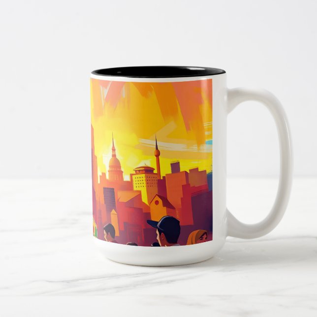 Caneca De Café Em Dois Tons Impressionista a Nó (Direita)