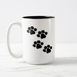 Caneca De Café Em Dois Tons Impressões da pata dos animais de estimação