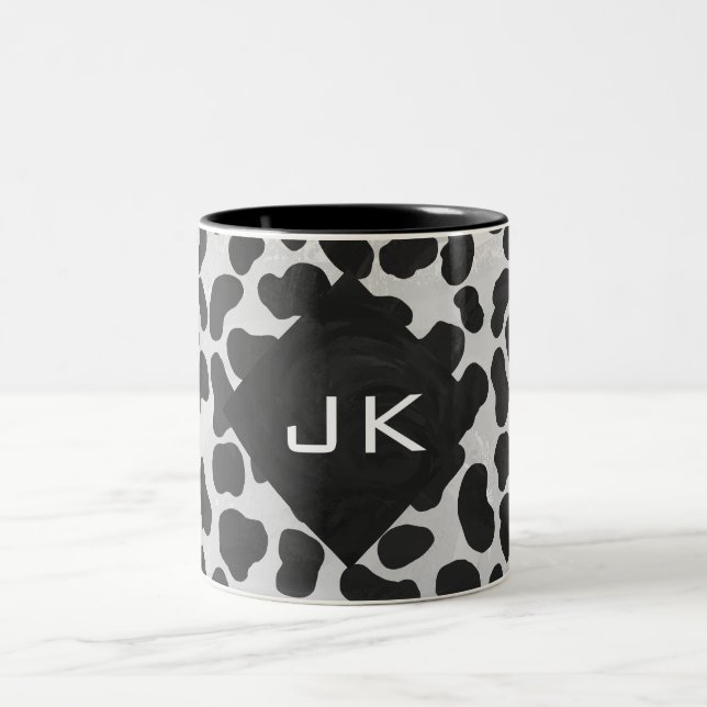 Caneca De Café Em Dois Tons Impressões Dalmacianos, preto e branco (Centro)