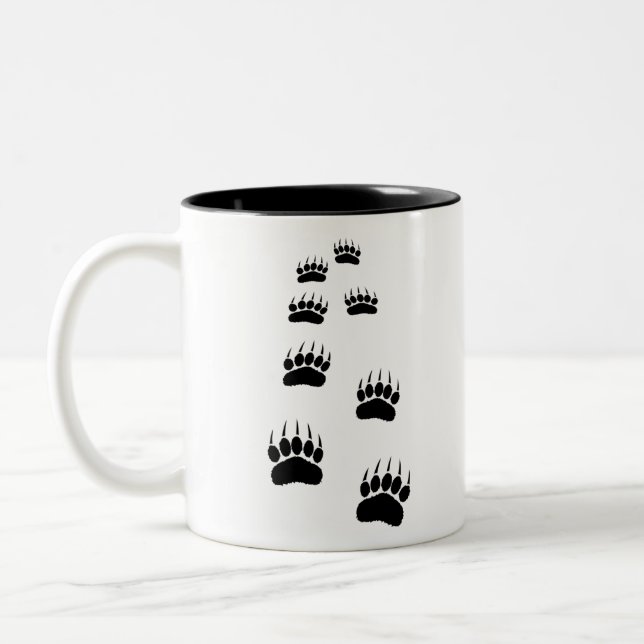 Caneca De Café Em Dois Tons Impressões de pata de urso (Esquerda)