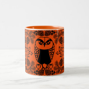 Caneca De Café Em Dois Tons Impressões Folk Art Owl