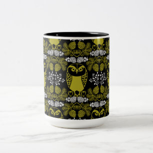 Caneca De Café Em Dois Tons Impressões Folk Art Owl