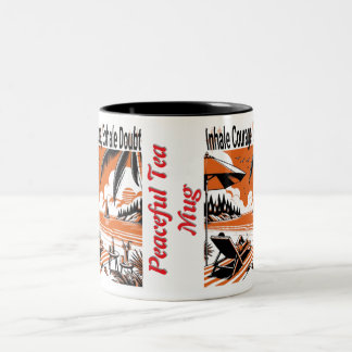 Caneca De Café Em Dois Tons Inalar a dúvida sobre a coragem - café Inspiracion