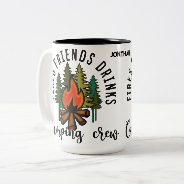 Caneca De Café Em Dois Tons Incêndios, Amigos, Bebidas Ataque À Tripulação (Frente Esquerda)