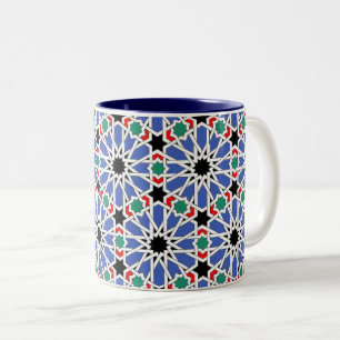 Caneca De Café Em Dois Tons Incrível padrão do Oriente Médio ز خ ر ف ه