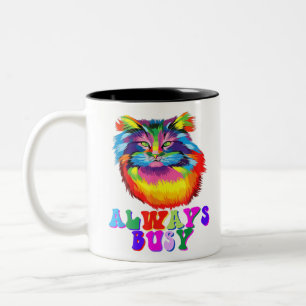 Caneca De Café Em Dois Tons Incrível Sempre Ocupado Cores Legal De Gatinho E