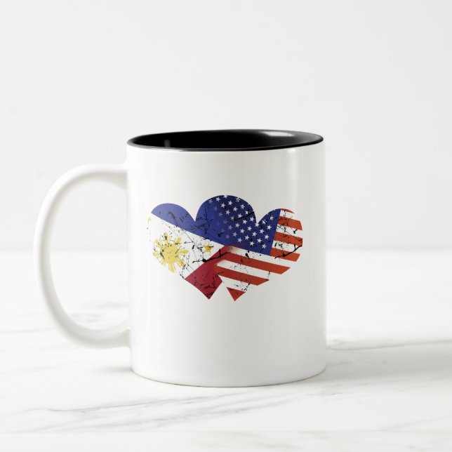 Caneca De Café Em Dois Tons Independência do filipino da bandeira dos EUA da (Esquerda)