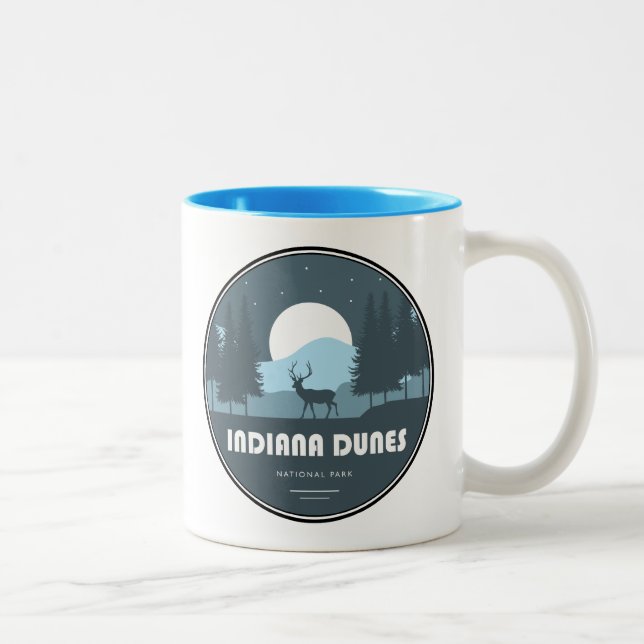 Caneca De Café Em Dois Tons Indiana Dunes National Park Deer (Direita)
