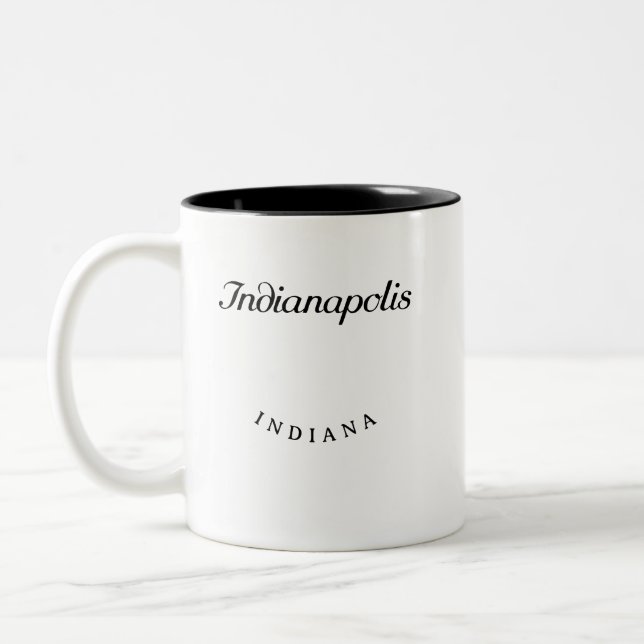 Caneca De Café Em Dois Tons Indianapolis Indiana Black Font (Esquerda)