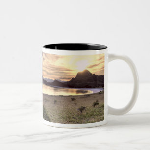 Caneca De Café Em Dois Tons Indonésia, Parque Nacional de Komodo. Pôr do sol e