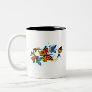 Caneca De Café Em Dois Tons Infinidade de Borboletas Monarca