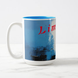 Caneca De Café Em Dois Tons "Infinity Fusion: Mug de dois tons com azul Abstra