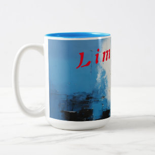 Caneca De Café Em Dois Tons "Infinity Fusion: Mug de dois tons com azul Abstra
