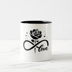 Caneca De Café Em Dois Tons Infinity Love Black Rose - Amor Romântico Eterno D