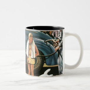 Caneca De Café Em Dois Tons Inflando o brinquedo da praia