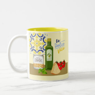 Caneca De Café Em Dois Tons Ingredientes para massas alimentícias italianas
