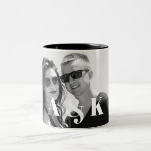 Caneca De Café Em Dois Tons Iniciais de fotos personalizadas e monogramas gran