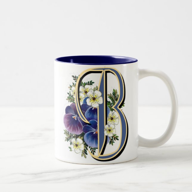 Caneca De Café Em Dois Tons Inicial do amor perfeito - B (Direita)