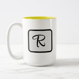Caneca De Café Em Dois Tons Initial Letter Monogram Logo Yellow coffee mug