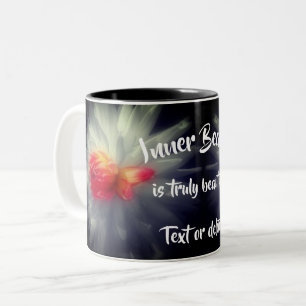 Caneca De Café Em Dois Tons Inner Beauty Dahlia Flores Palavras Inspiracionais