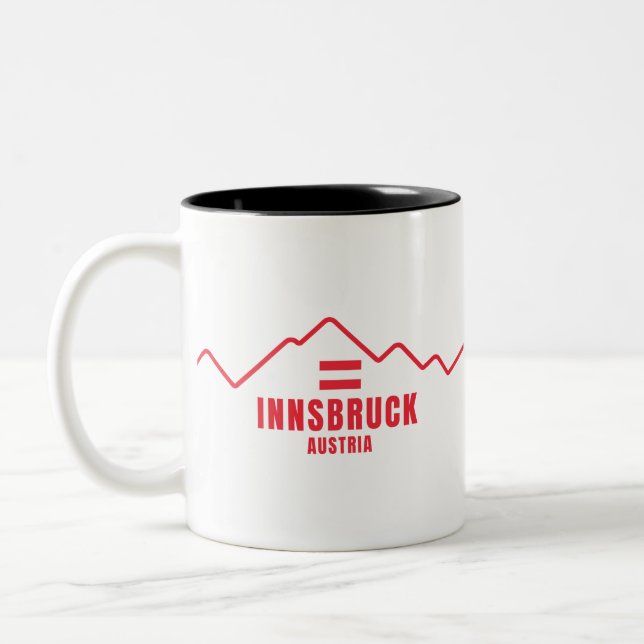 Caneca De Café Em Dois Tons Innsbruck Austria Flag Mountain (Esquerda)