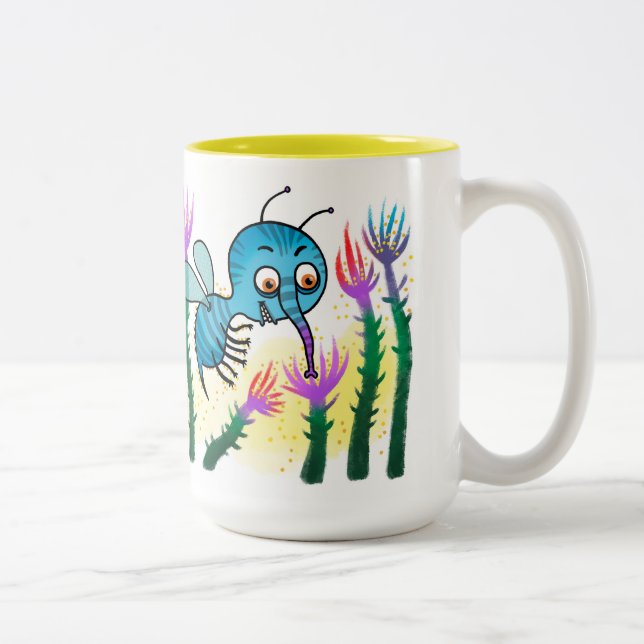 Caneca De Café Em Dois Tons Insect and flowers (Direita)