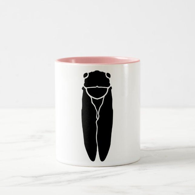 Caneca De Café Em Dois Tons Inseto preto da cigarra (Centro)