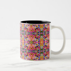 Caneca De Café Em Dois Tons Insetos da natureza abstratos coloridos fofos