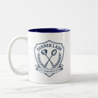 Caneca De Café Em Dois Tons Insígnia de Jantares Escolares Vintage Crest para