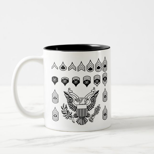 Caneca De Café Em Dois Tons Insígnias do grau militar do exército (Esquerda)