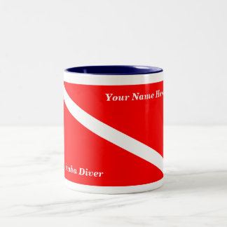 Caneca De Café Em Dois Tons (Insira Seu Nome) Scuba Diver Coffee Mug 1