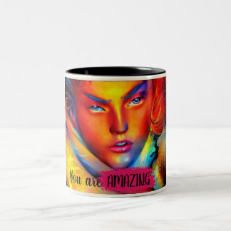 Caneca De Café Em Dois Tons Inspiração Nouveau Design "Você é incrível"