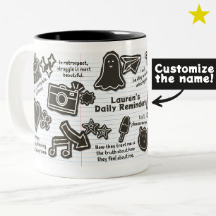 Caneca De Café Em Dois Tons Inspirações Diárias de Desenho dos Anos 90 com Nom