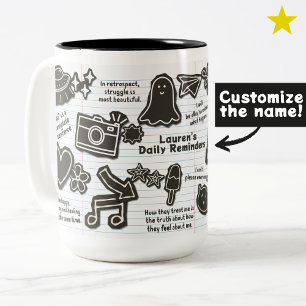 Caneca De Café Em Dois Tons Inspirações Diárias de Desenho Garatujado dos Anos