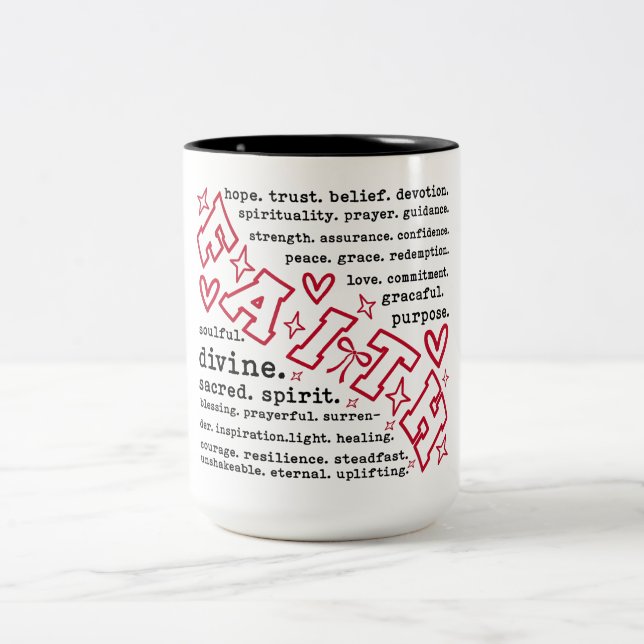Caneca De Café Em Dois Tons Inspirational Faith Words (Centro)