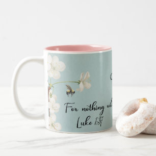Caneca De Café Em Dois Tons Inspirational Luke 137 Citando abelha floral azul