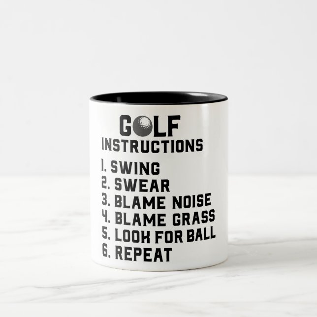 Caneca De Café Em Dois Tons Instruções Funny Golf (Centro)