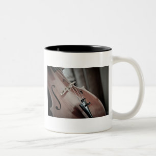 Caneca De Café Em Dois Tons instrumento de cordas musicais clássicas Cello