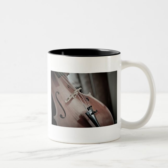 Caneca De Café Em Dois Tons instrumento de cordas musicais clássicas Cello (Direita)