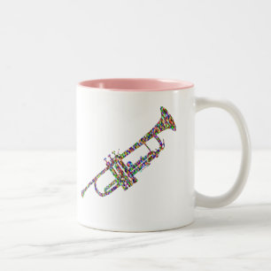Caneca De Café Em Dois Tons Instrumento musical de trompete funky